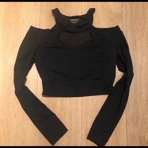 Bebe black cutout crop top